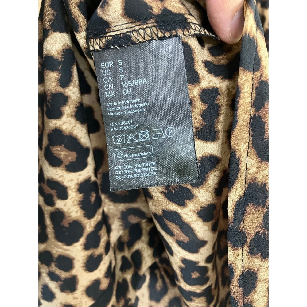 H&M Women Leopard Print Button Up Blouse Brown Black Animal‎ Print Size S - Picture 5 of 6